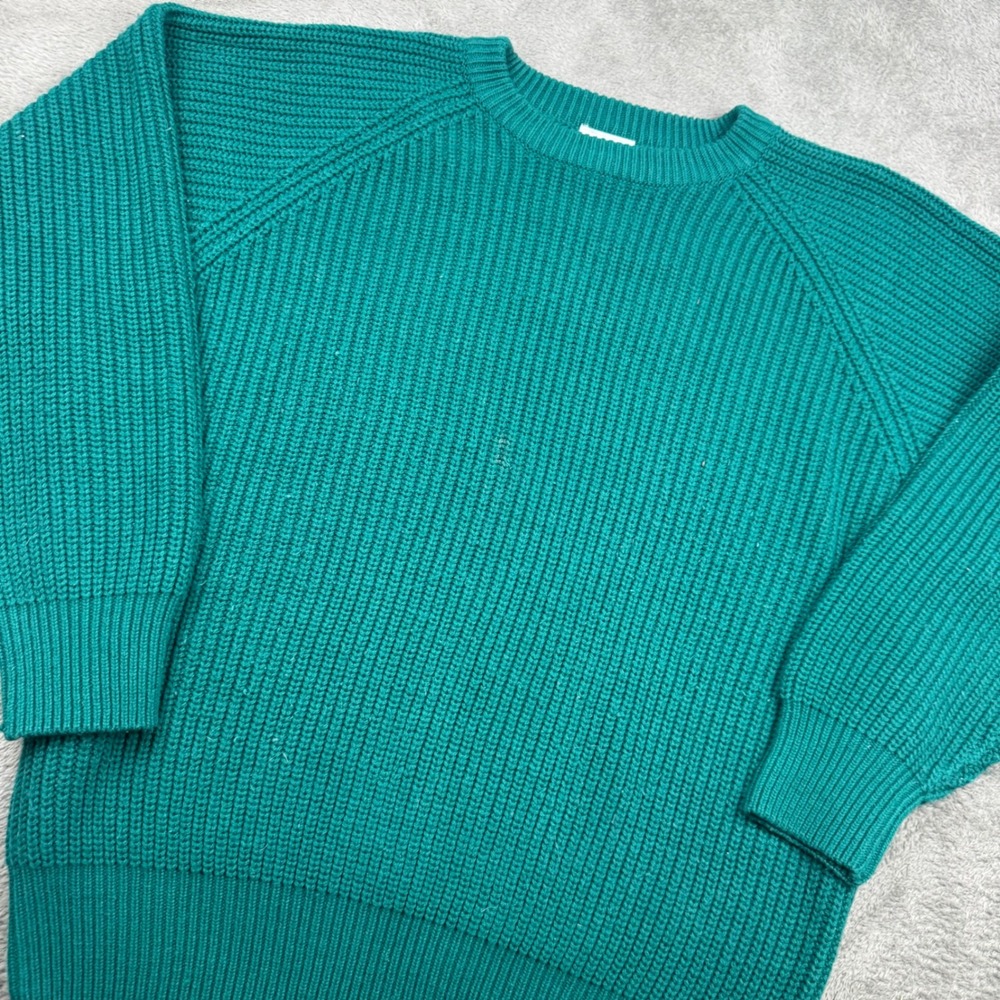 Partners Mervyns Sweater Womens L Teal Excellent Shaker Knit Raglan Crew Neck